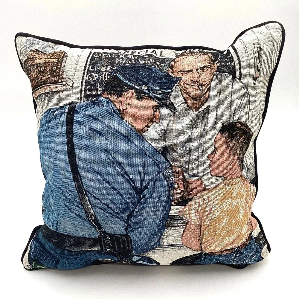 The Northwest Co Norman Rockwell The‎ Runaway Woven Tapestry Throw Pillow 17x17